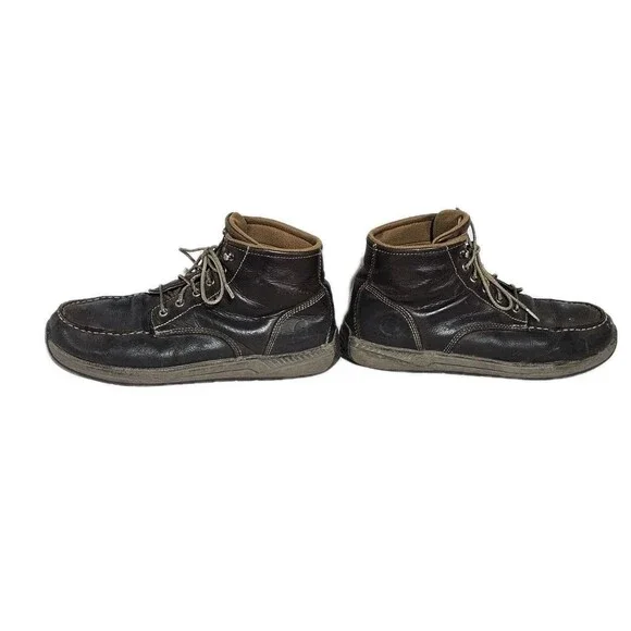 Carhartt Boots Moc Toe Chukka Wedge Brown Leather Work Mens 11.5 Rugged Classic - Picture 5 of 11